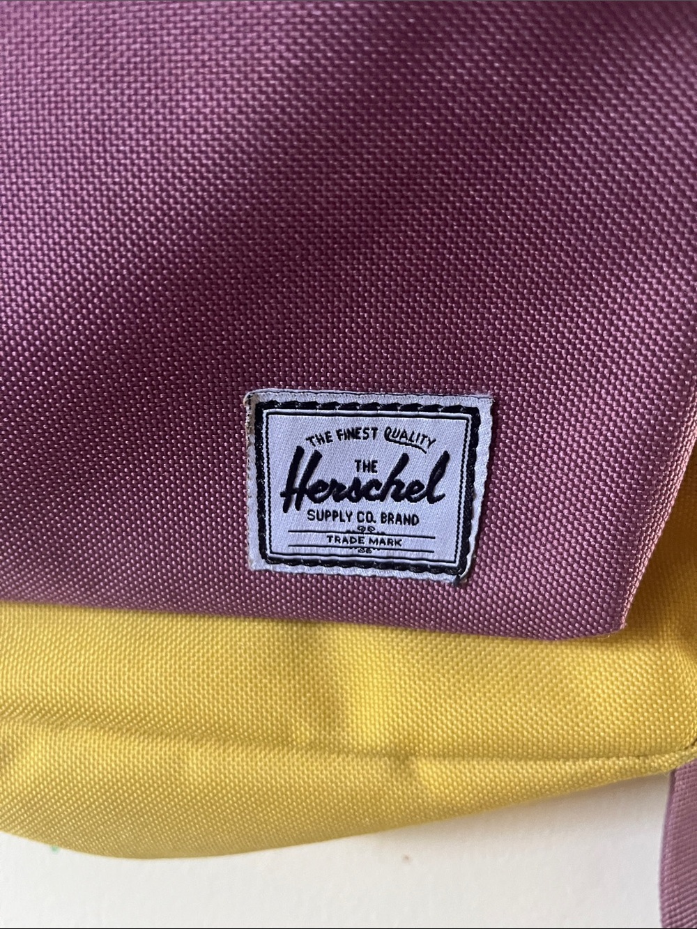 Herschel Supply Company Two-Tone Maroon and Mustard Backpack - Picture 2 of 6